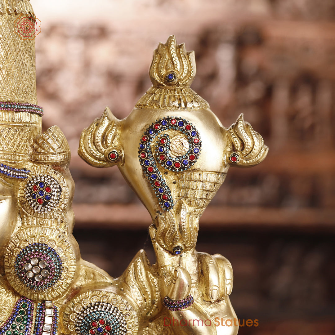 Brass Balaji Standing Fine Carved, Crystal Stone Work 47"