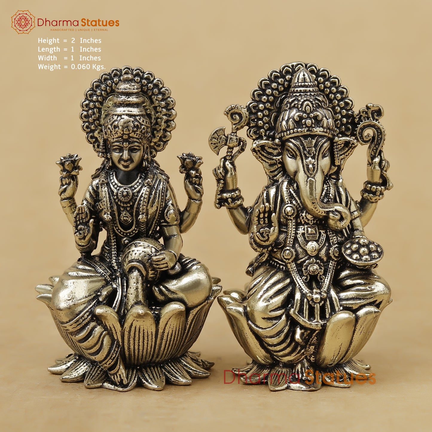 Brass Lakshmi Ganesh Fine, 2"