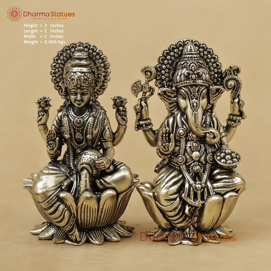 Brass Lakshmi Ganesh Fine, 2"