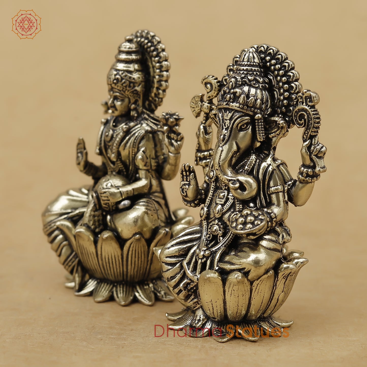 Brass Lakshmi Ganesh Fine, 2"