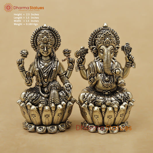 Brass Lakshmi Ganesh Fine, 2.5"