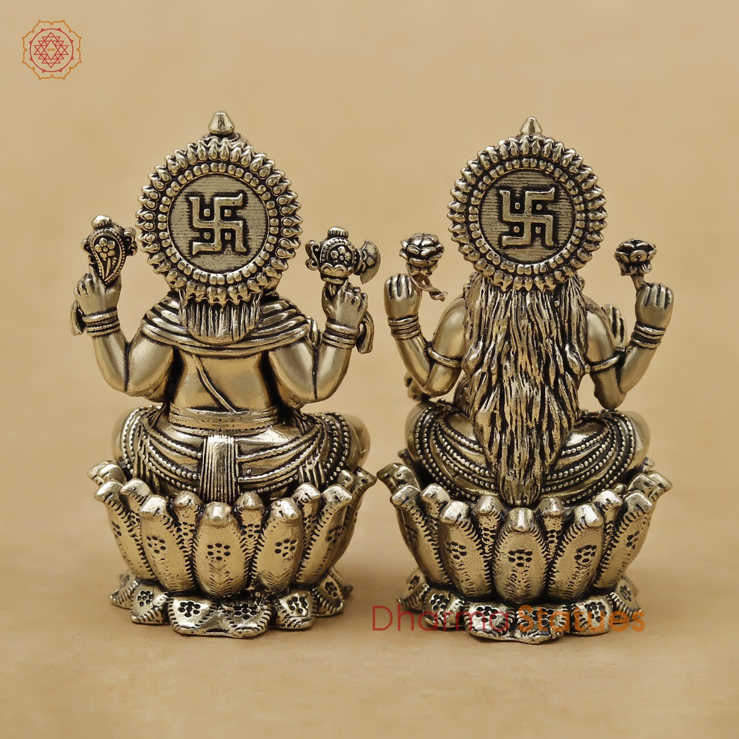 Brass Lakshmi Ganesh Fine, 2.5"