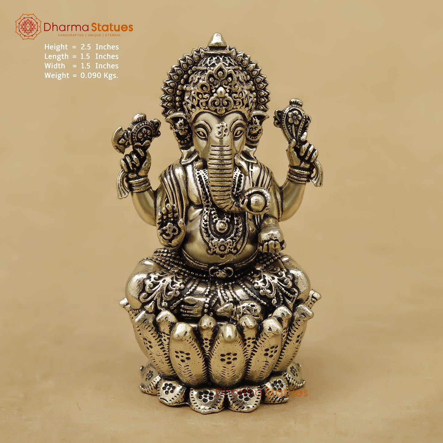 Brass Ganesh Fine, 2.5"