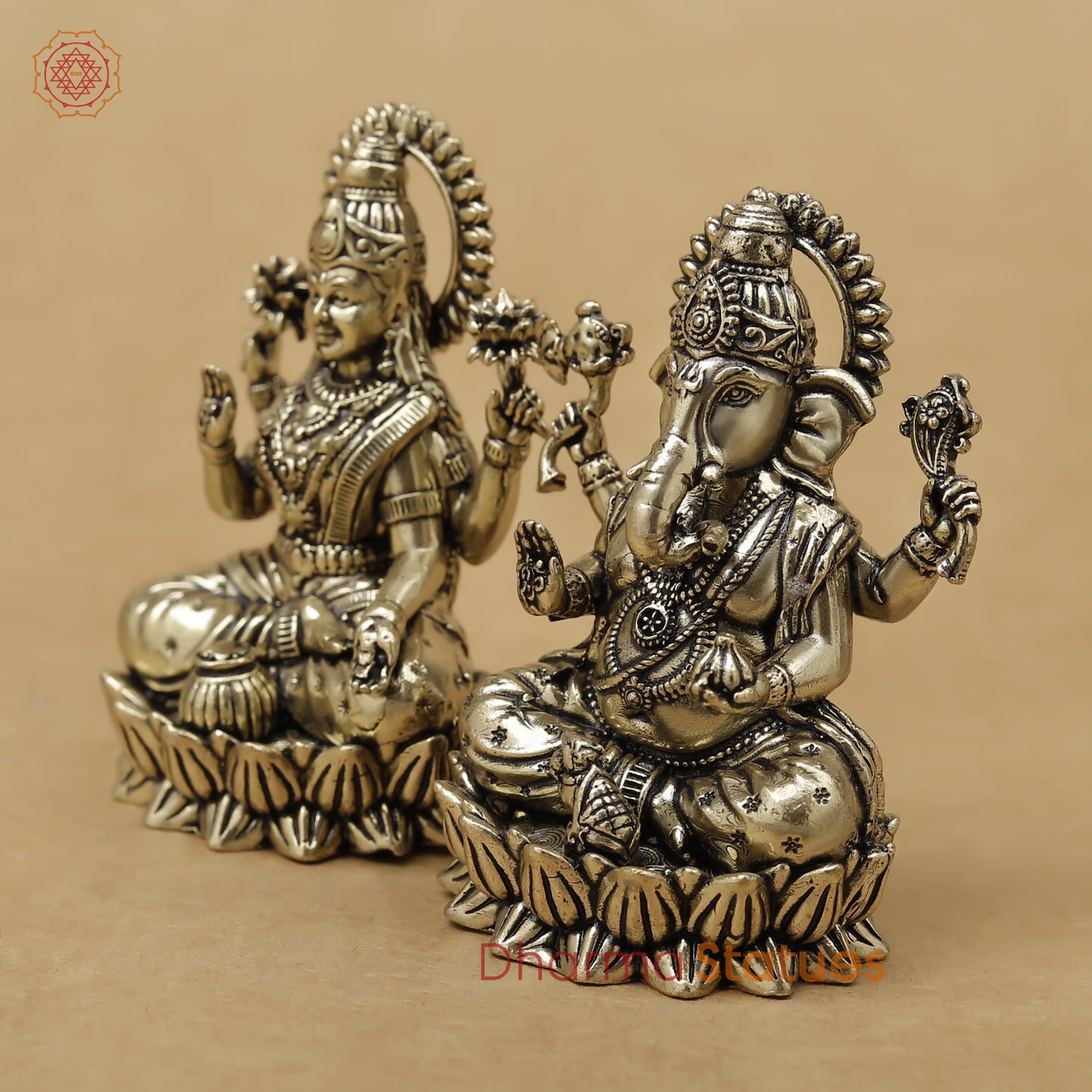Brass Lakshmi Ganesh Fine, 2.5"