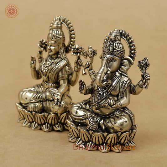 Brass Lakshmi Ganesh Fine, 2.5"
