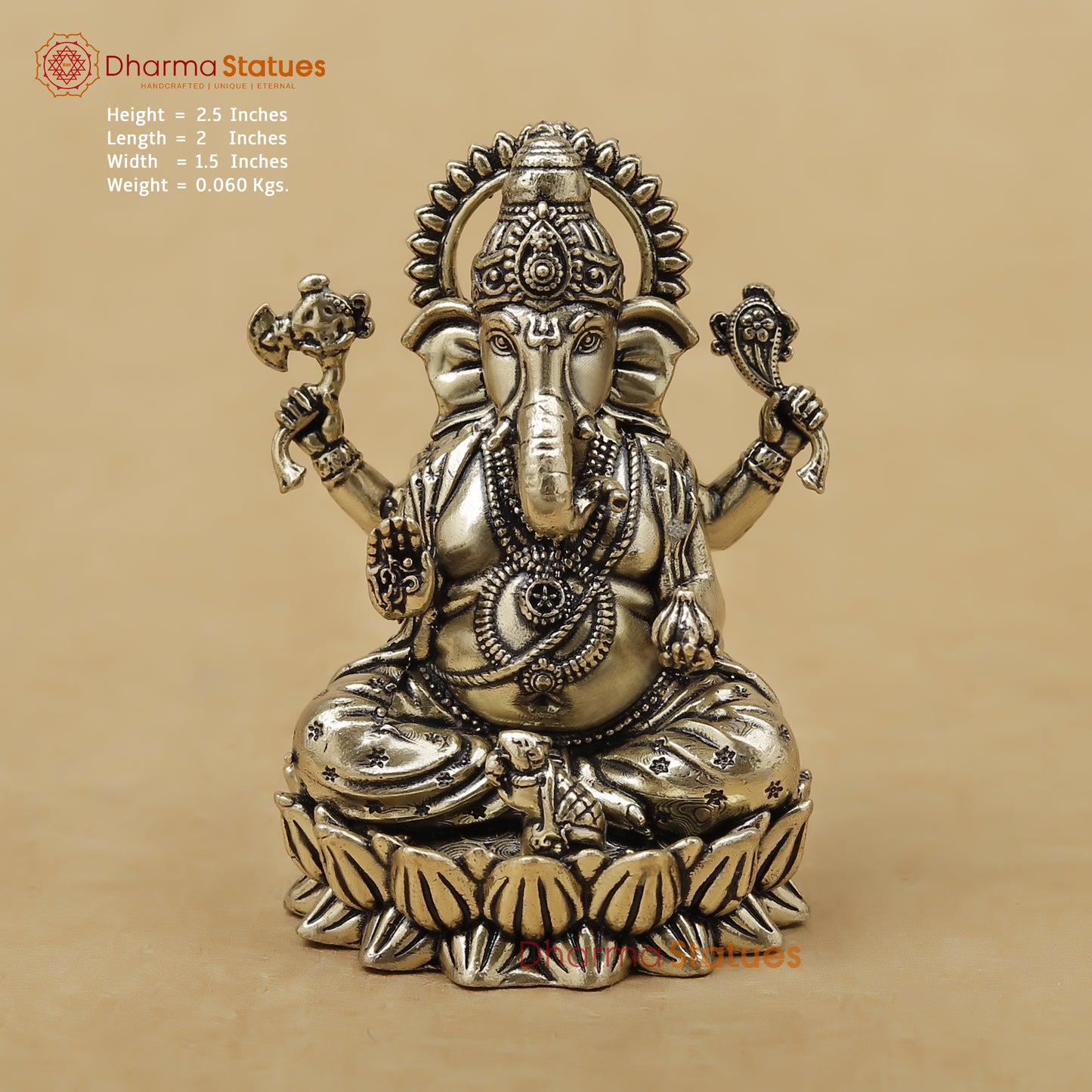 Brass Ganesh Fine, 2.5"