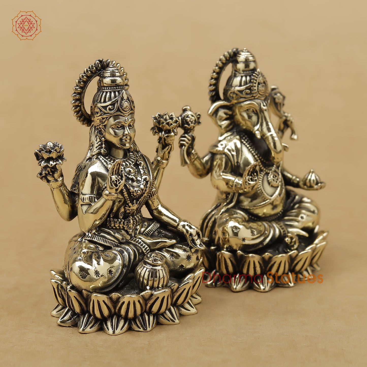 Brass Lakshmi Ganesh Fine, 2"