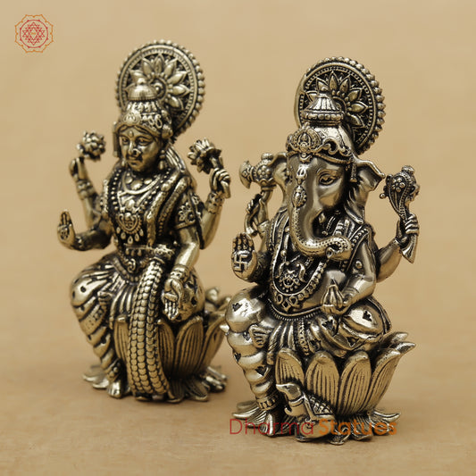 Brass Lakshmi Ganesh Fine, 2.5"