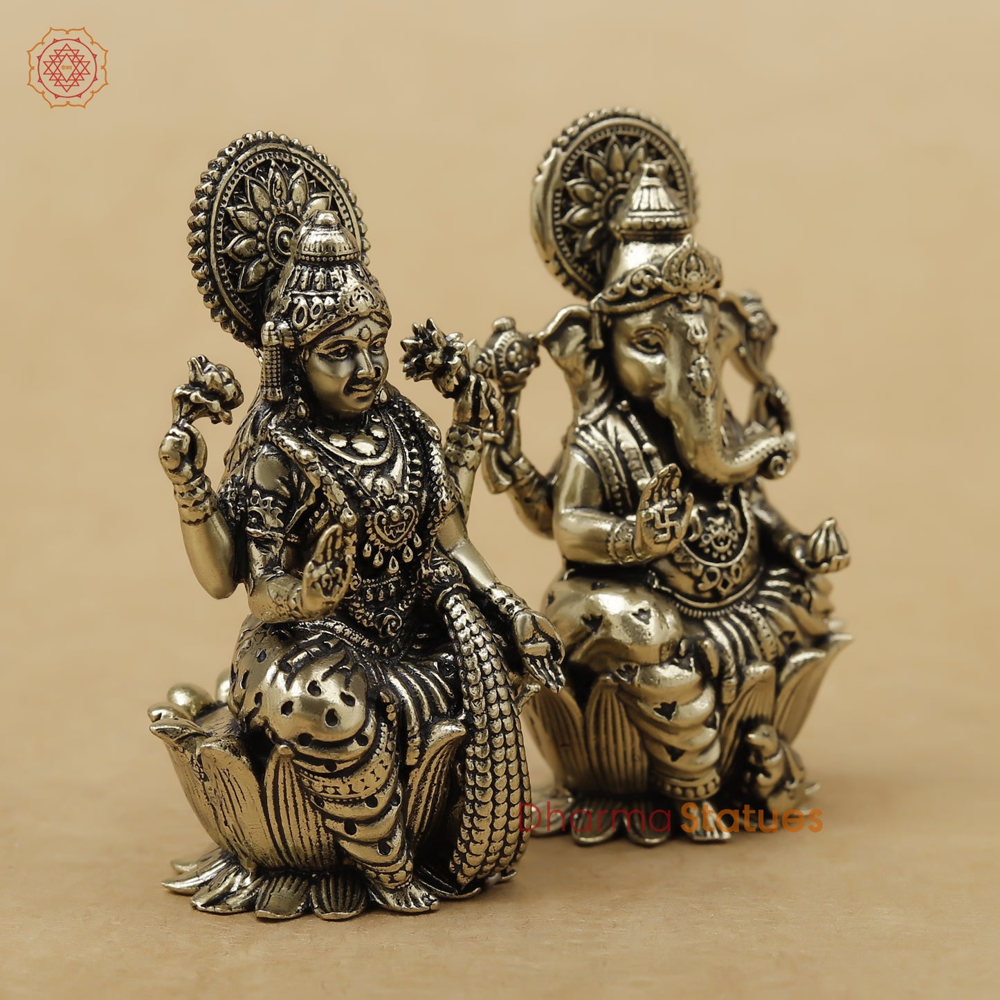 Brass Lakshmi Ganesh Fine, 2.5"