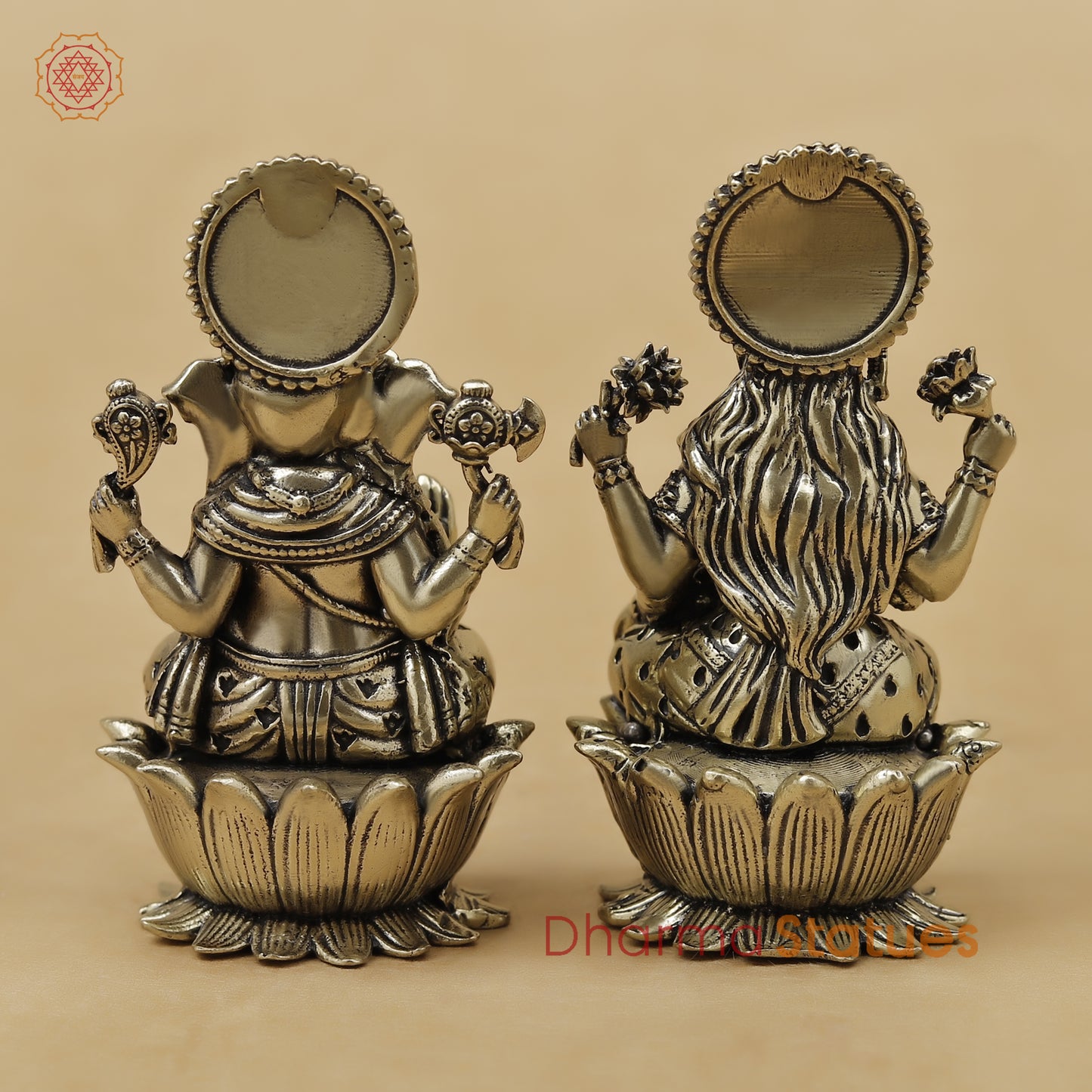 Brass Lakshmi Ganesh Fine, 2.5"