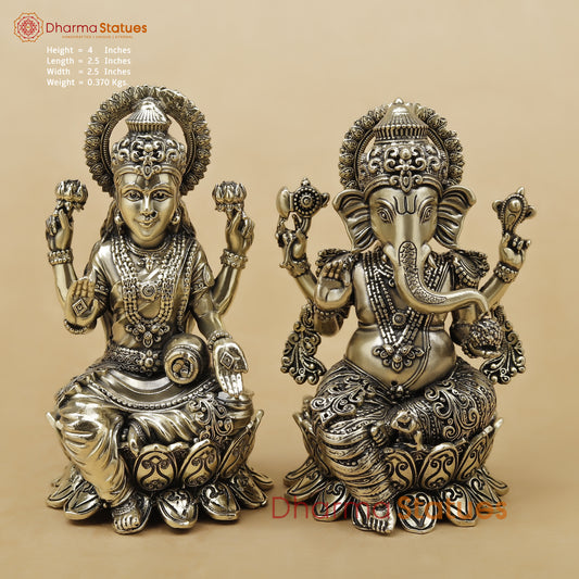 Brass Lakshmi Ganesh Fine, 4"