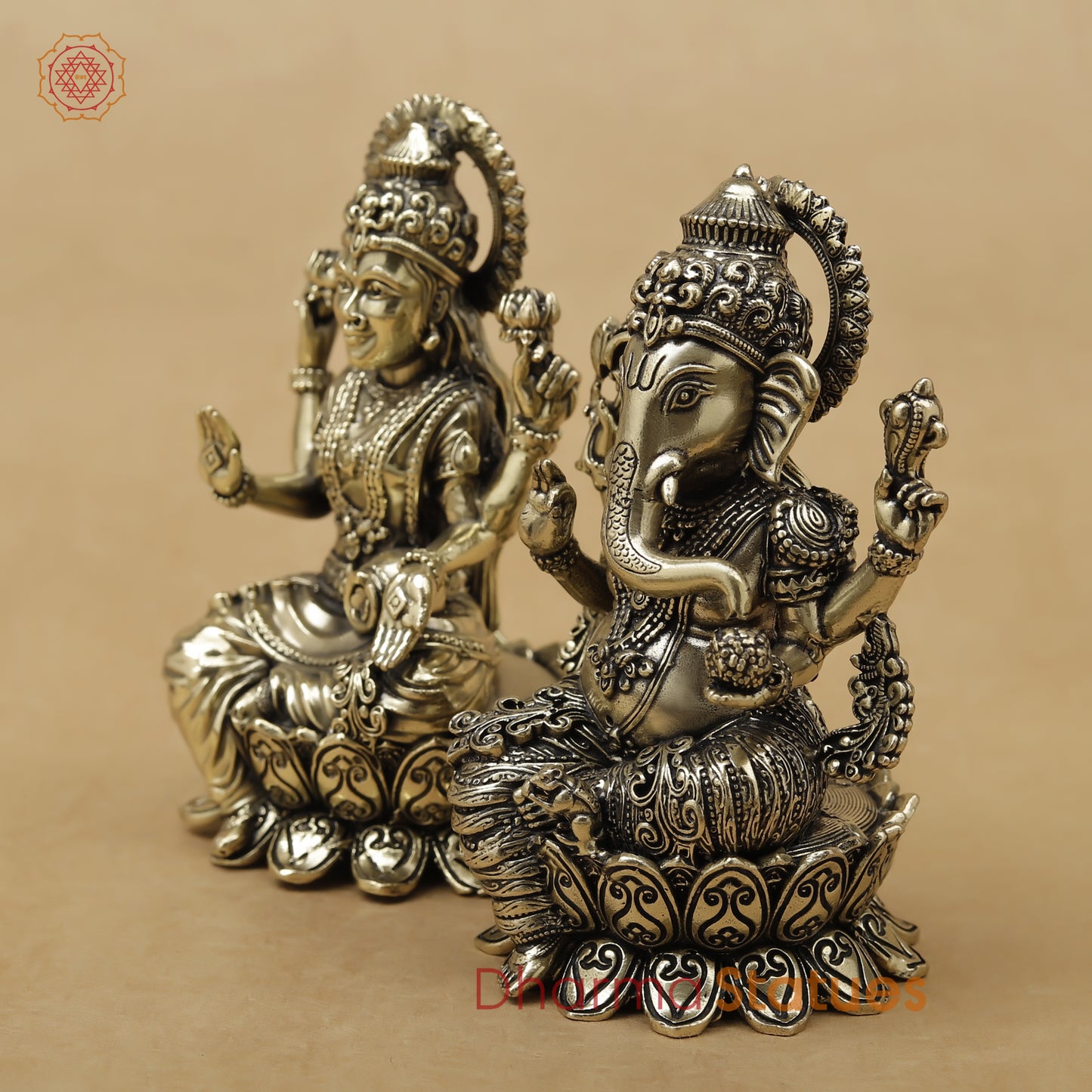 Brass Lakshmi Ganesh Fine, 4"