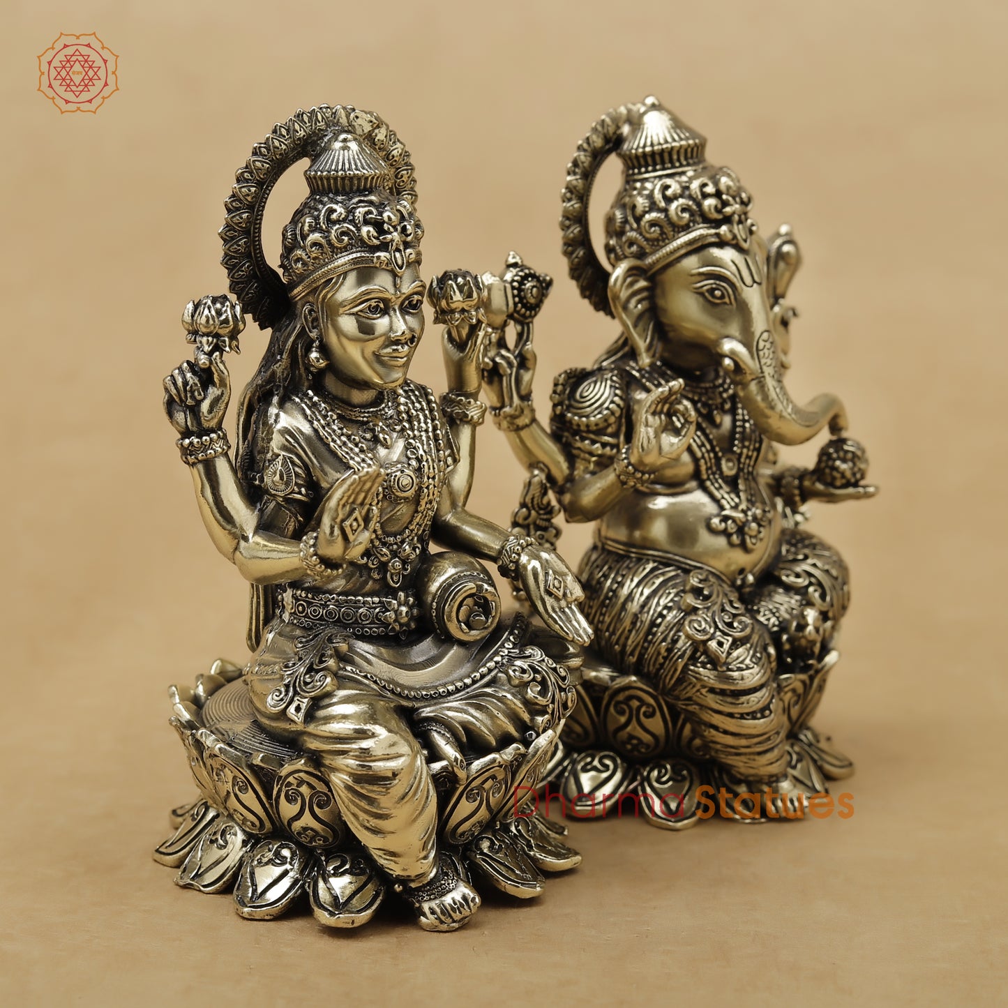 Brass Lakshmi Ganesh Fine, 4"