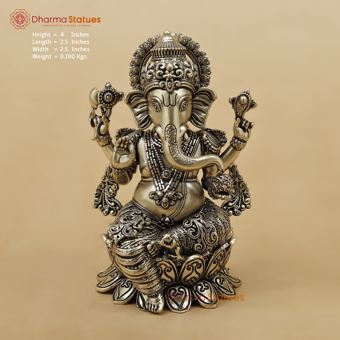 Brass Ganesh Fine, 4"