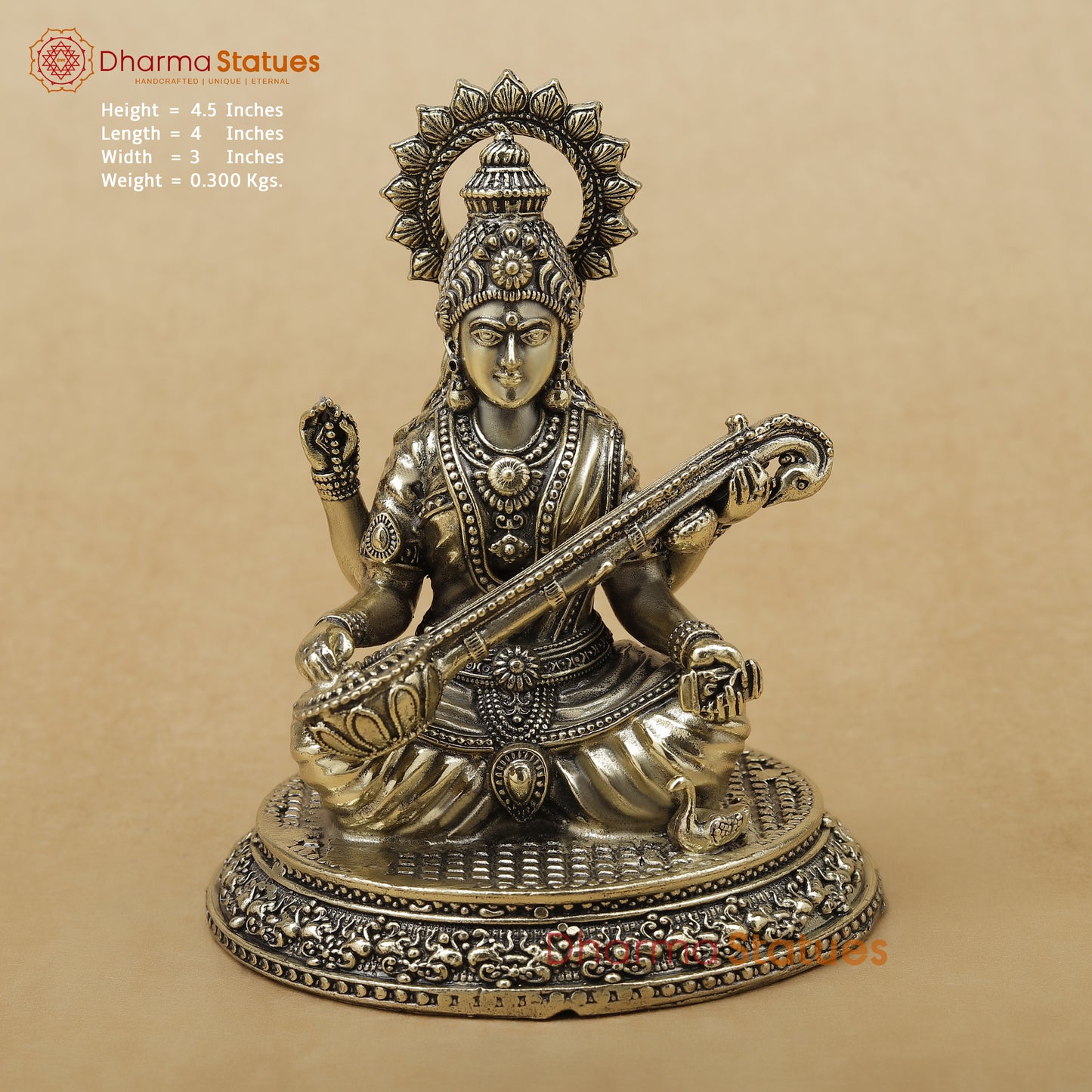 Brass Saraswati Fine, 4.5"