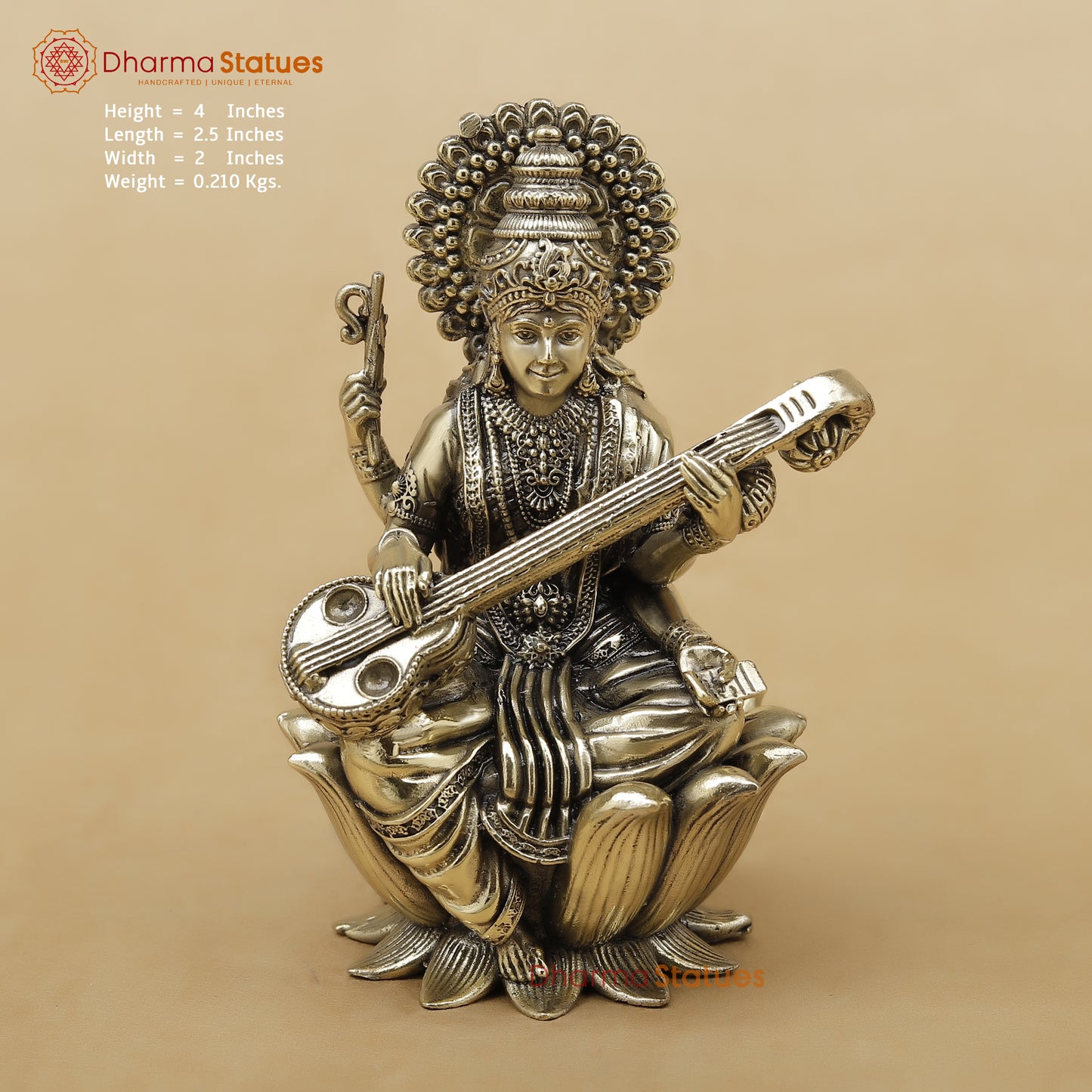 Brass Saraswati Fine, 4"