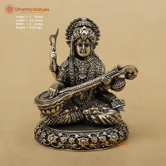 Brass Saraswati Fine, 3"