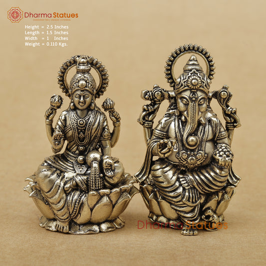 Brass Lakshmi Ganesh Fine, 2.5"