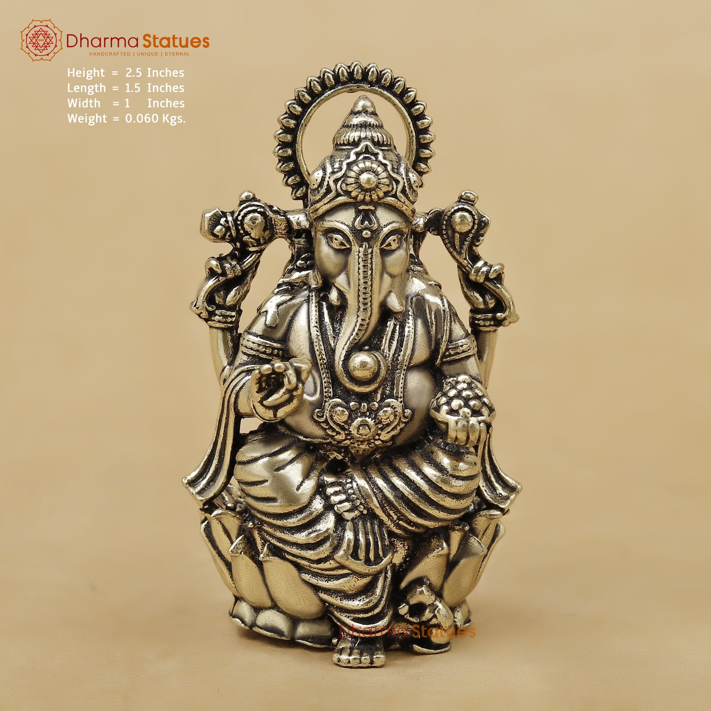 Brass Ganesh Fine, 2.5"