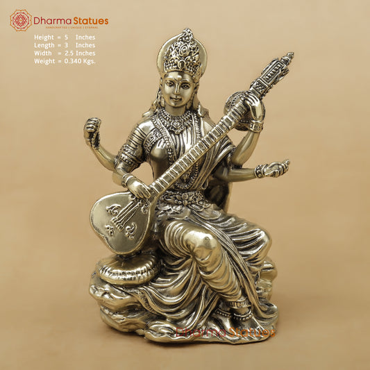 Brass Saraswati Fine, 5"