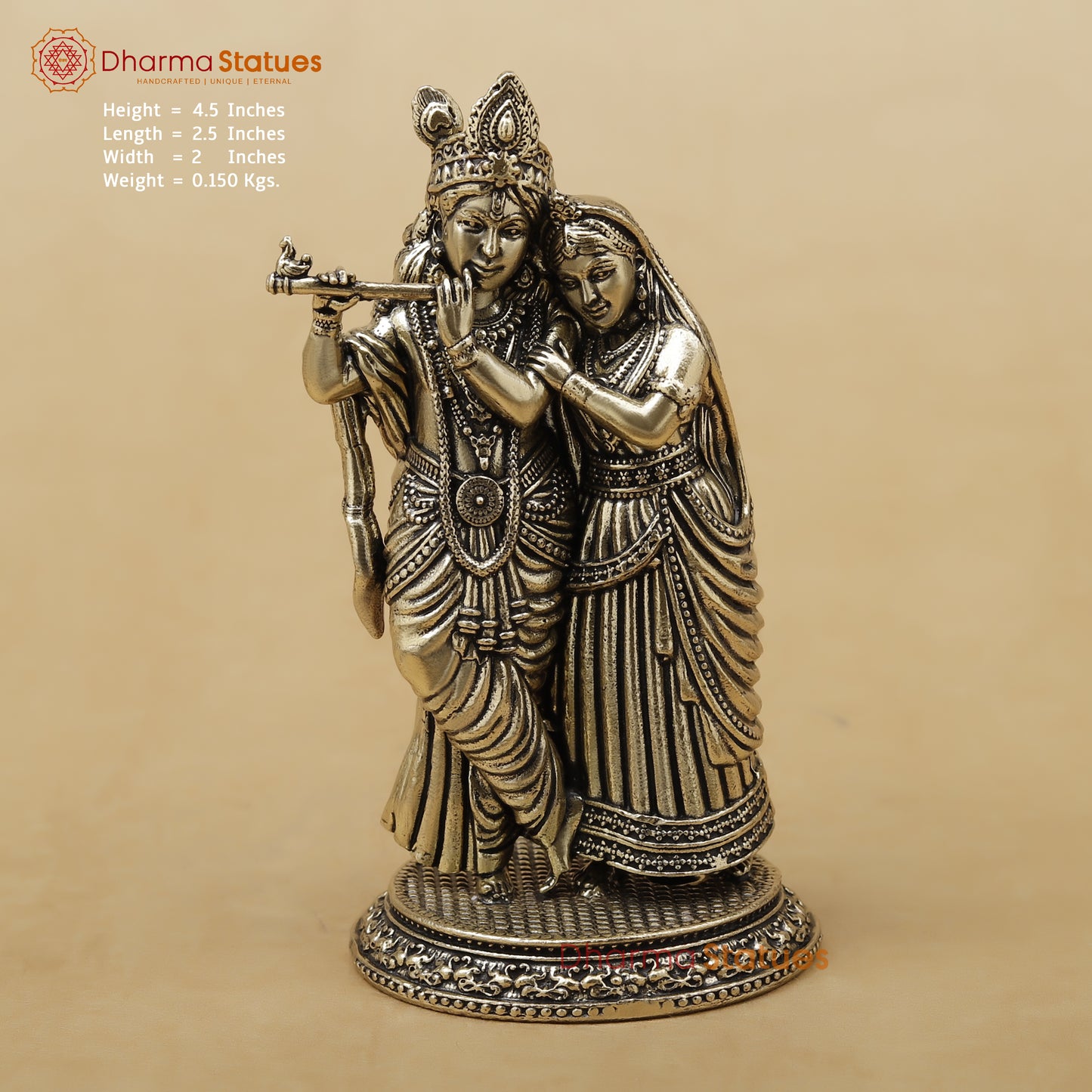 Brass Radha Krishna Fine, 4.5"