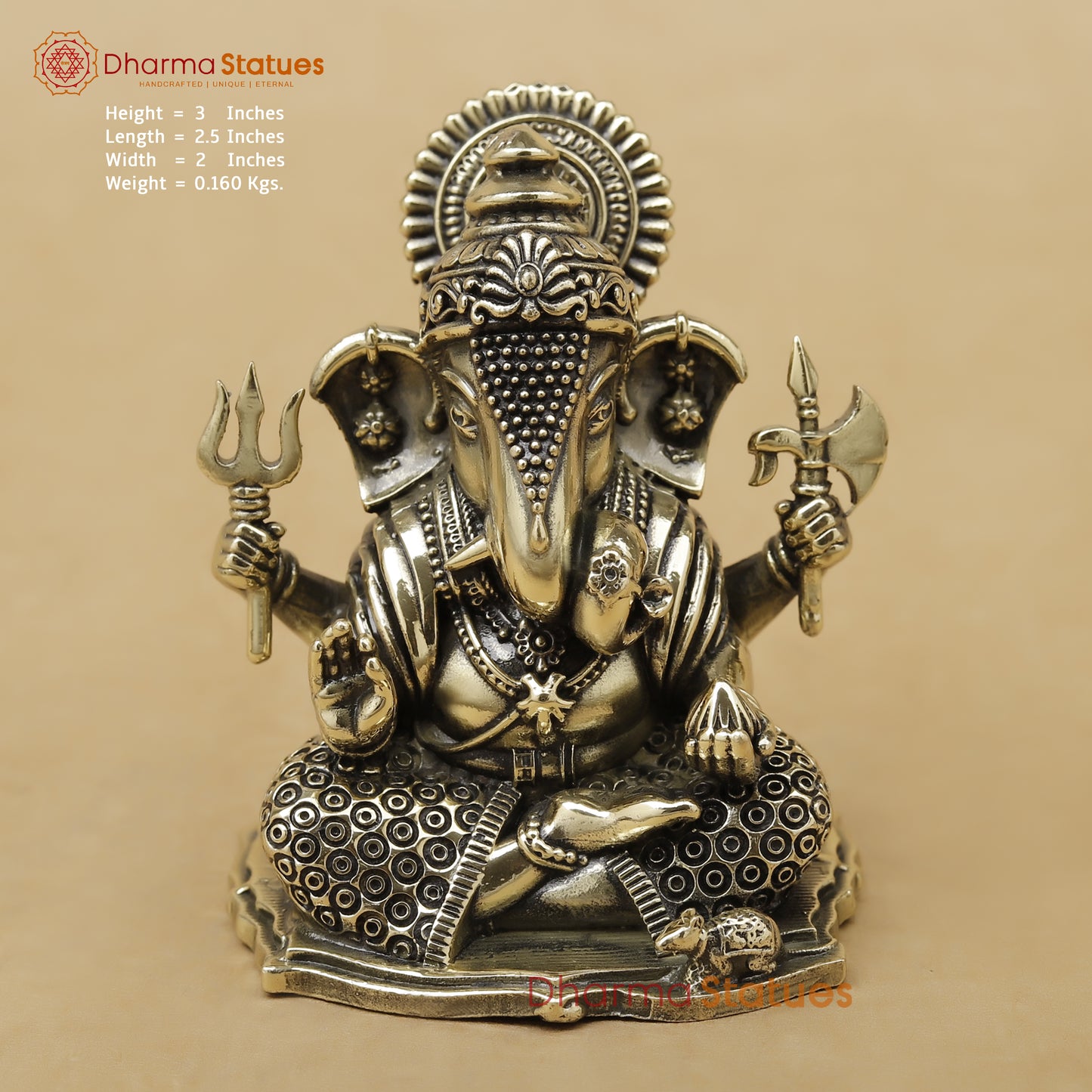 Brass Ganesh Fine, 3"