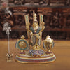 Brass Balaji With Shankh, Chakra & Tilak , Crystal Work 14"