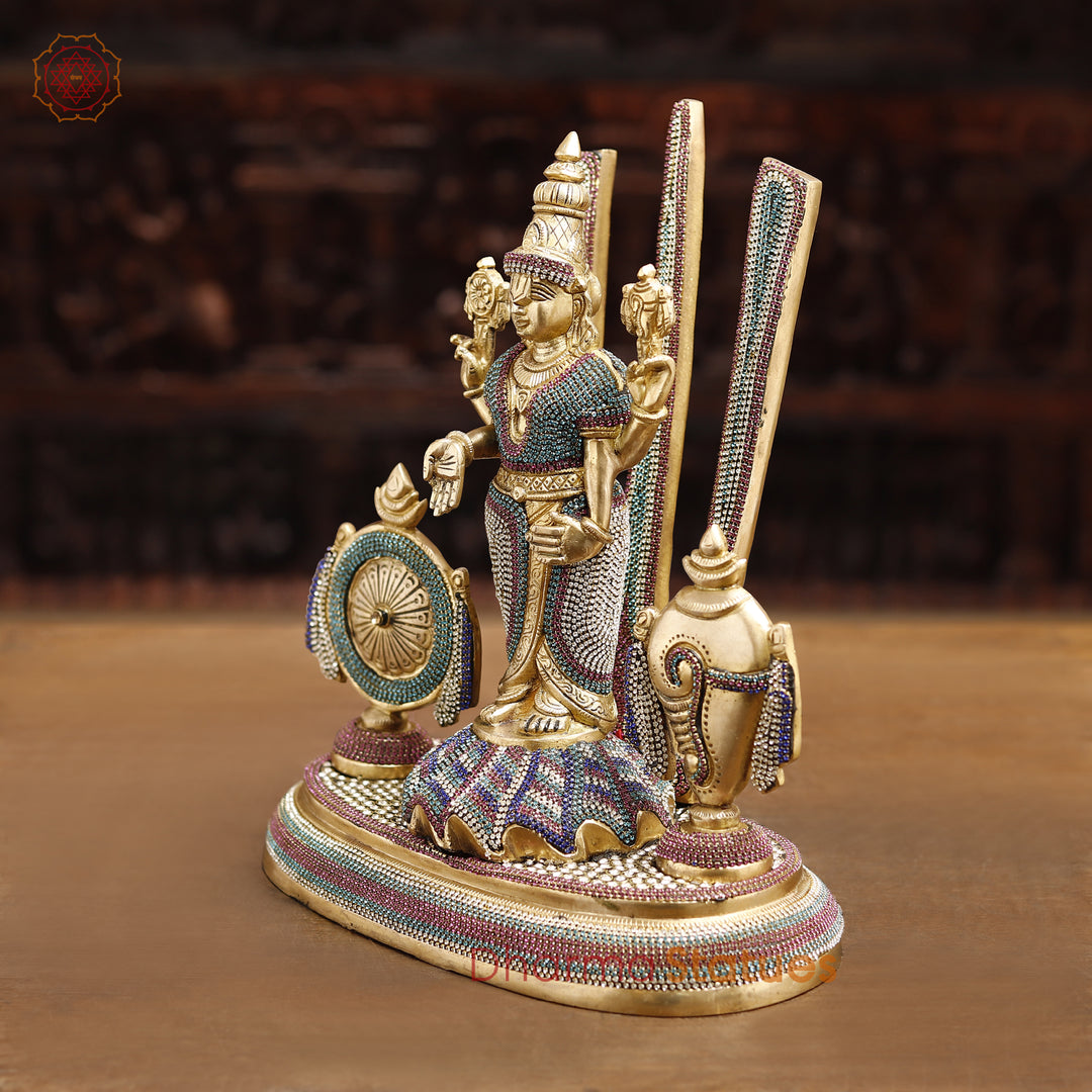 Brass Balaji With Shankh, Chakra & Tilak , Crystal Work 14"