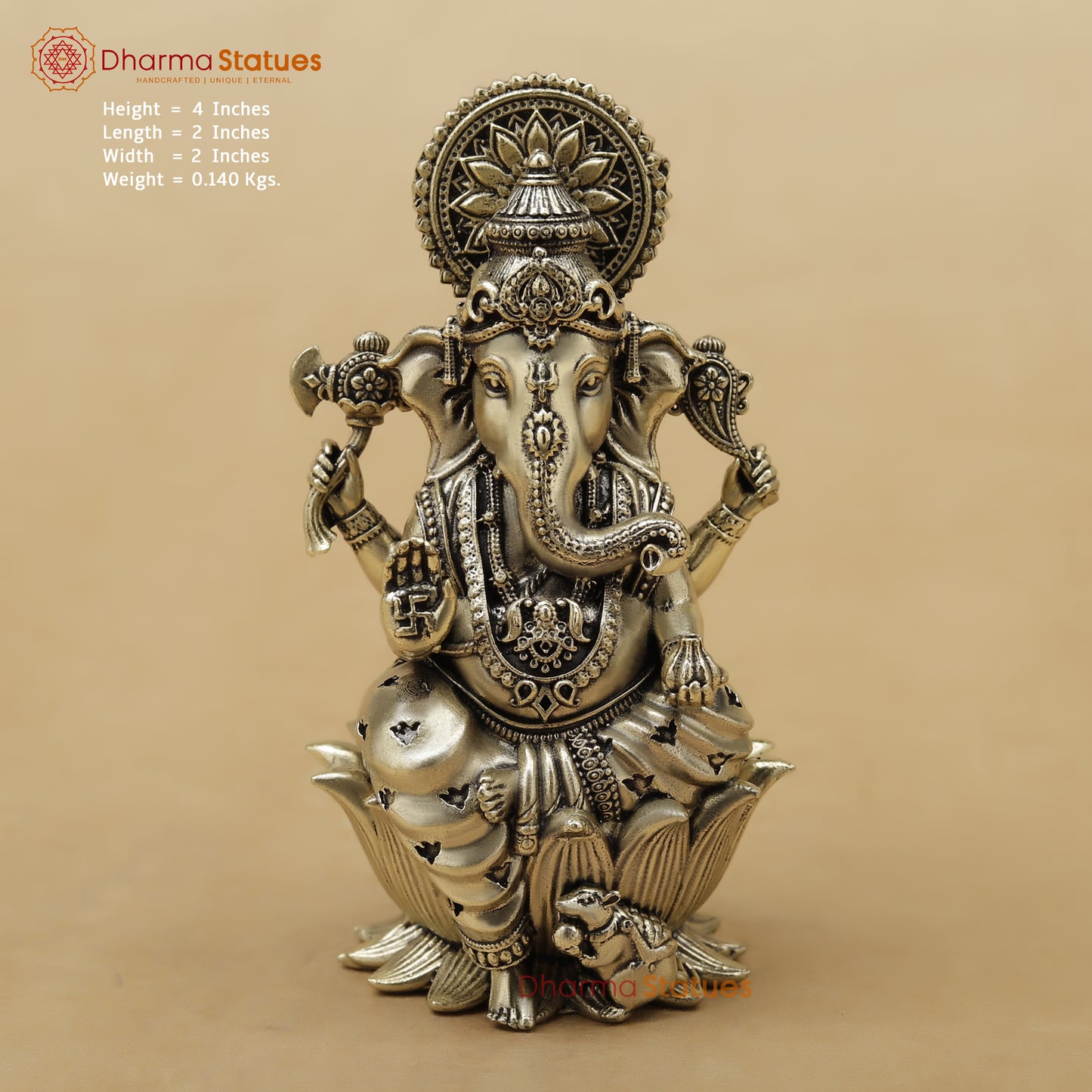 Brass Ganesh Fine, 4"