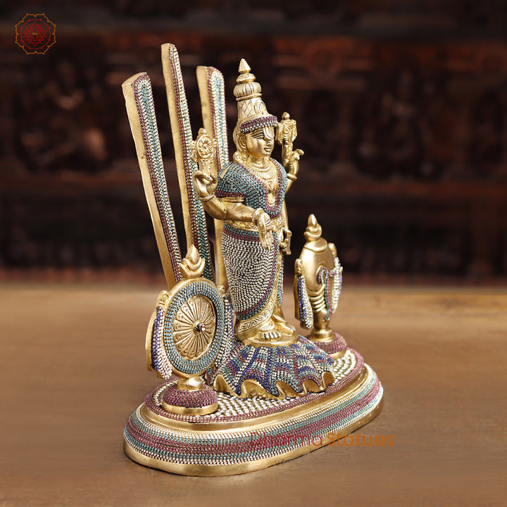 Brass Balaji With Shankh, Chakra & Tilak , Crystal Work 14"