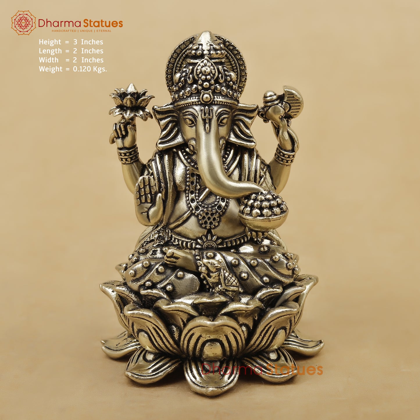 Brass Ganesh Fine, 3"