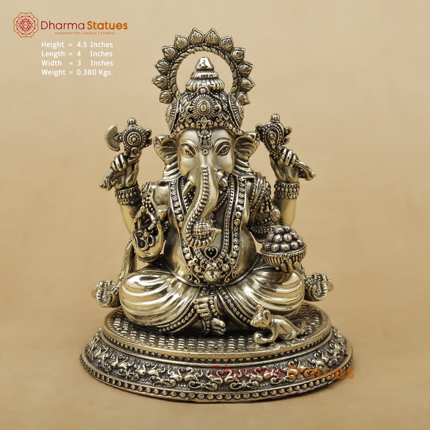 Brass Ganesh Fine, 4.5"