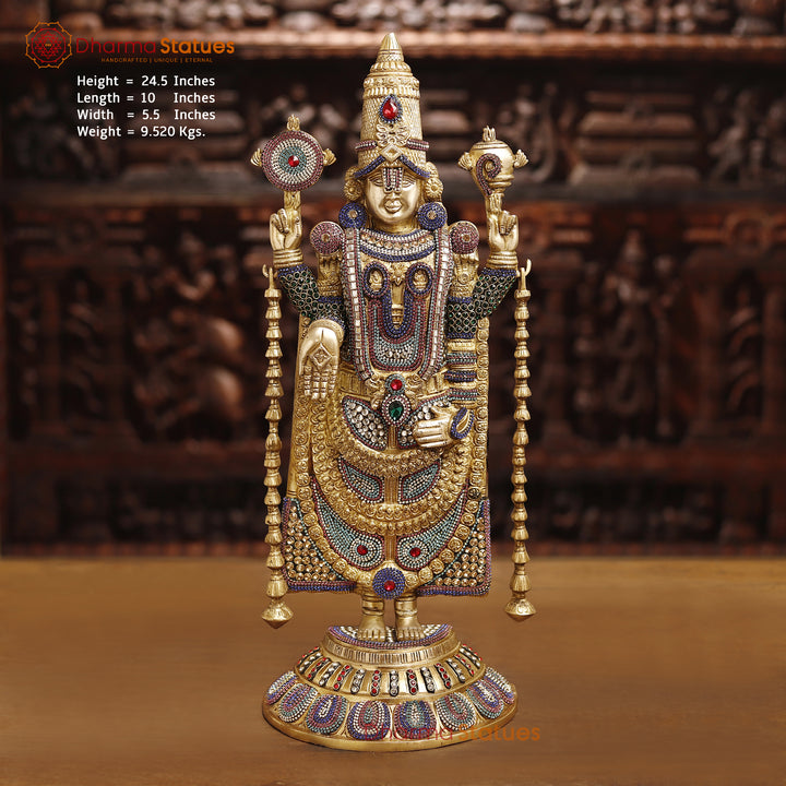 Brass Balaji Standing fine , Stone Work 24.5"