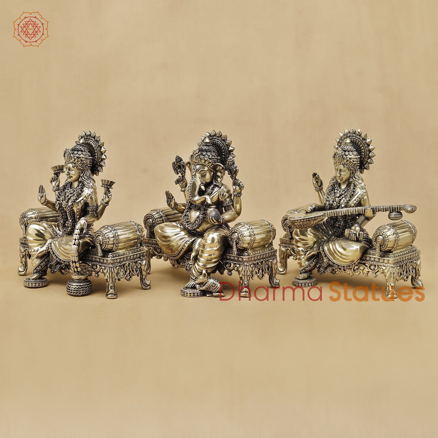 Brass Lakshmi Ganesh Saraswati Fine, 6"