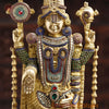 Brass Lord Venkateshwara Idol, Regal Standing Pose Enhanced with Semi-Precious Stones, 24.5"