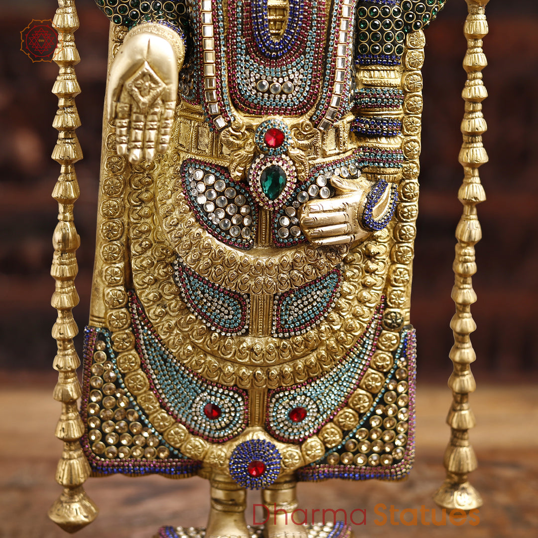 Brass Balaji Standing fine , Stone Work 24.5"