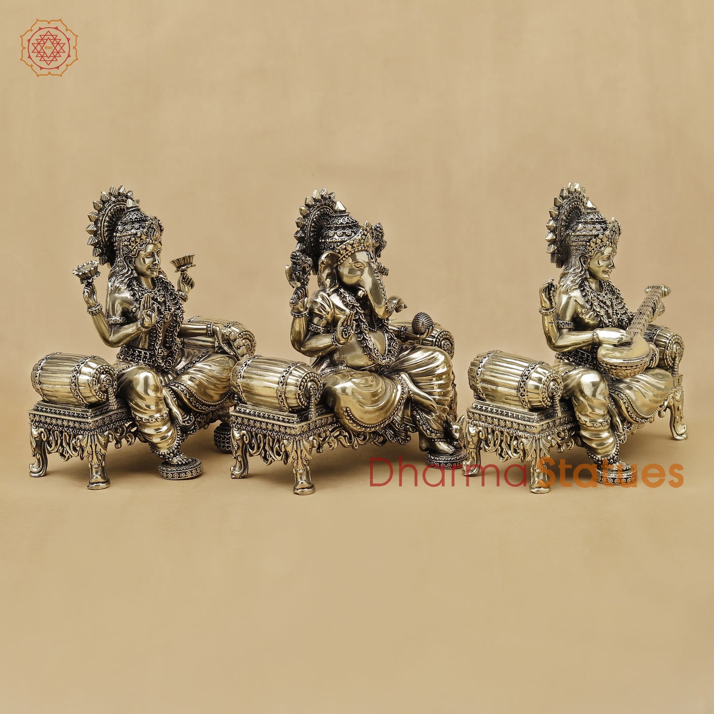 Brass Lakshmi Ganesh Saraswati Fine, 6"