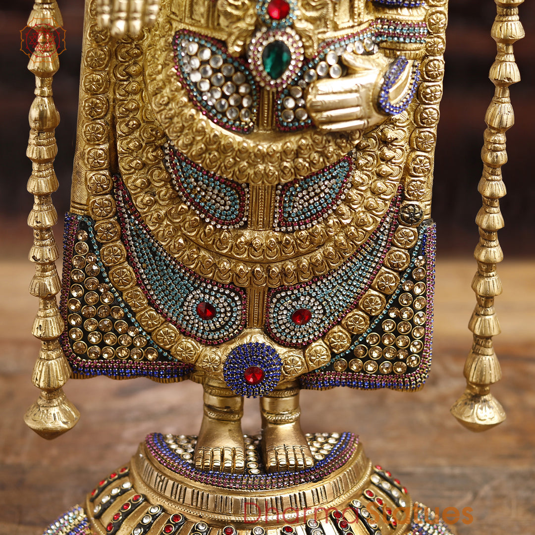 Brass Balaji Standing fine , Stone Work 24.5"