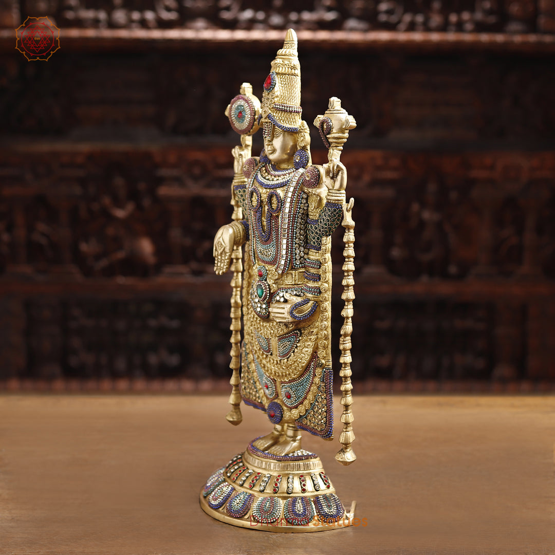 Brass Balaji Standing fine , Stone Work 24.5"