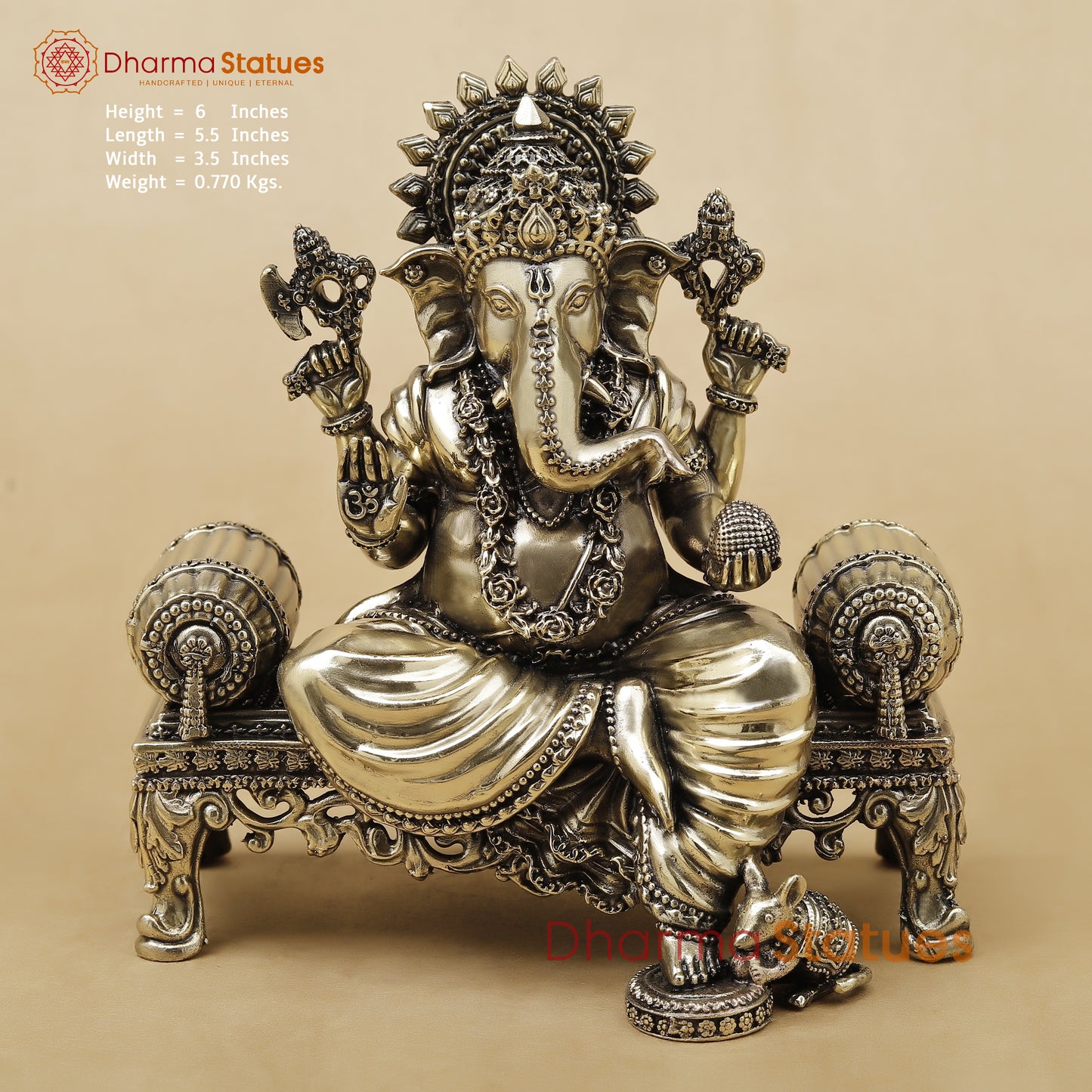 Brass Ganesh Fine, 6"