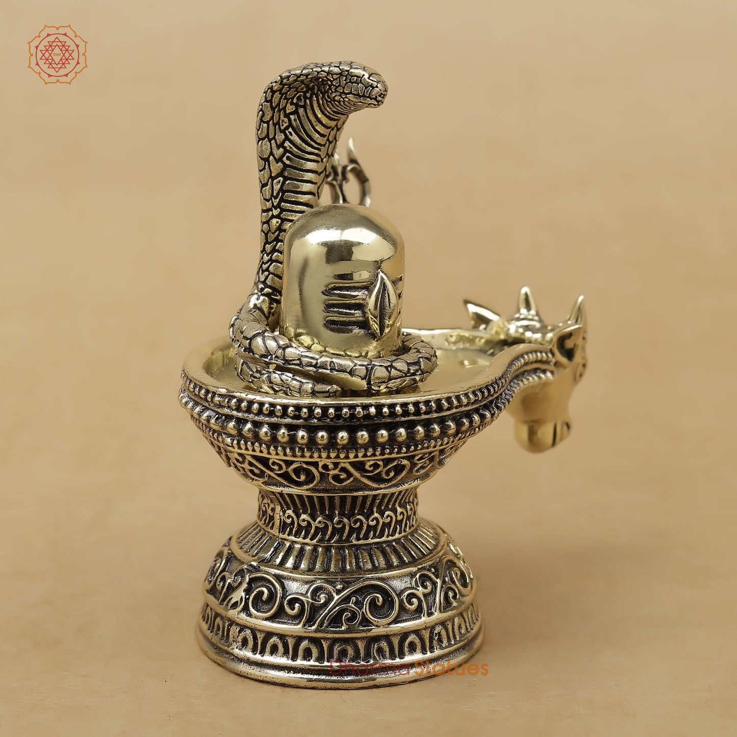 Brass Shivling with Nandi & Trishul Fine, 4"