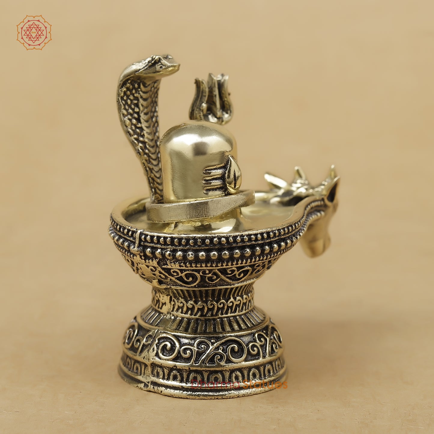 Brass Shivling with Nandi & Trishul Fine, 2.5"