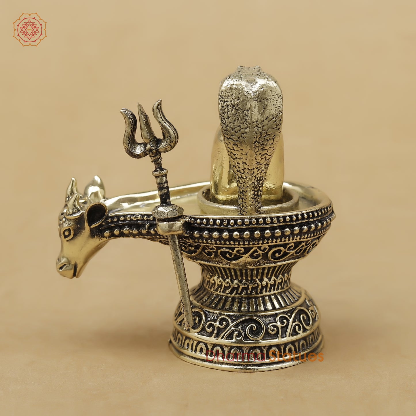 Brass Shivling with Nandi & Trishul Fine, 2.5"