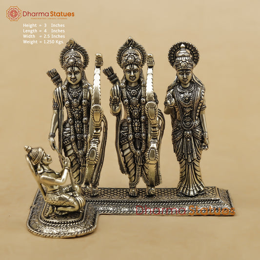 Brass Ram, Sita, Lakshman with Hanuman Fine, 3"