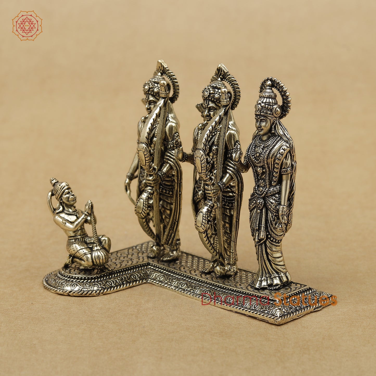 Brass Ram, Sita, Lakshman with Hanuman Fine, 3"