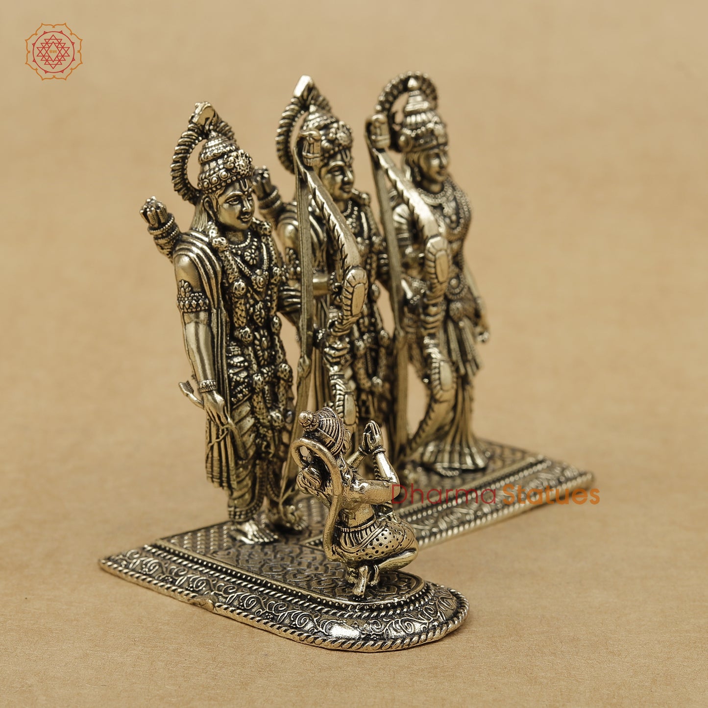 Brass Ram, Sita, Lakshman with Hanuman Fine, 3"