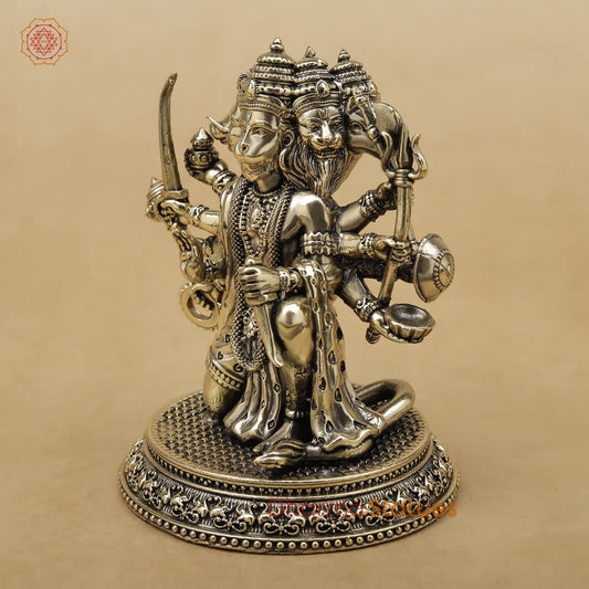 Brass Panchmukhi Hanuman Fine, 5"