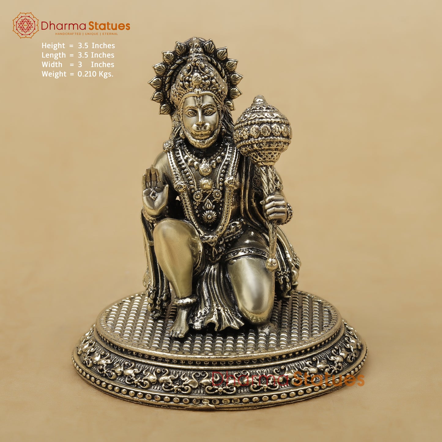 Brass Hanuman Fine, 3.5"