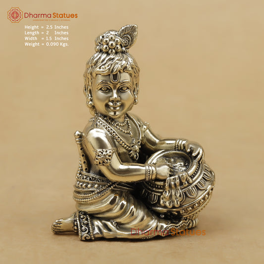Brass Baby Krishna Fine, 2.5"