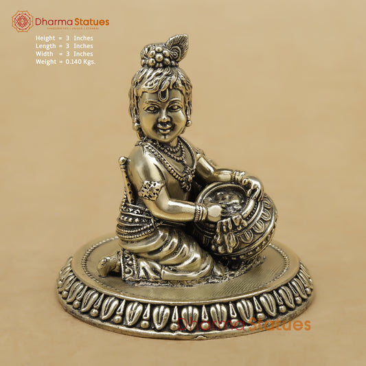 Brass Baby Krishna Fine, 3"